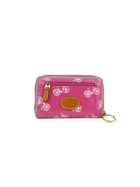 Fossil Pink Bicycle Print Zip Around Wallet